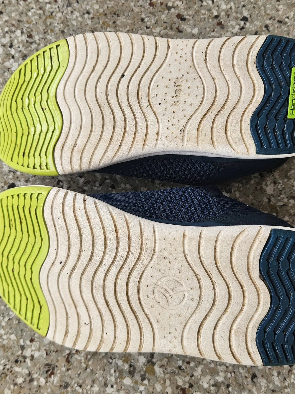 Men's Navy Knit Athletic Sneakers with White Sole and Lime Accent